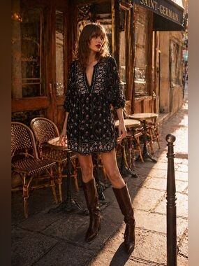 Ba&Sh Paris Bohemian Navy Mini Dress — French-Girl Effortless Luxury